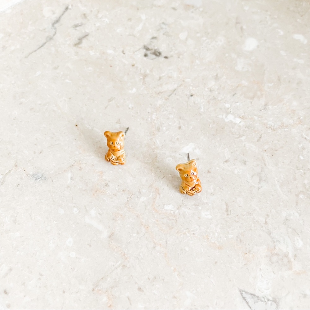 1970s Vintage Tiny Teddy Earrings